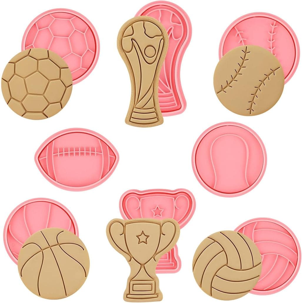 Conjunto De Cortadores De Biscoitos Em Formato De Bola De 8 Peças , Futebol 3D , Basquete , Vôlei , De Tênis , Selos Par