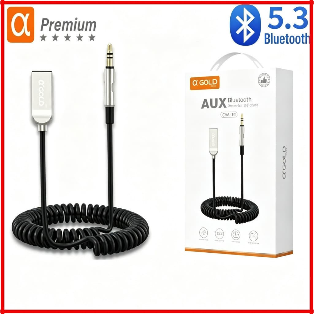Adaptador Receptor de Áudio Sem Fio Bluetooth 5.3 Aux Usb Para Microfone De Mãos de 3.5 mm Carro
