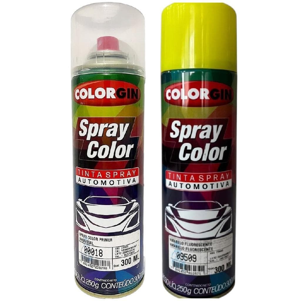 KIT TINTA COLORGIN AMARELO FLUORESCENTE + PRIMER UNIVERSAL