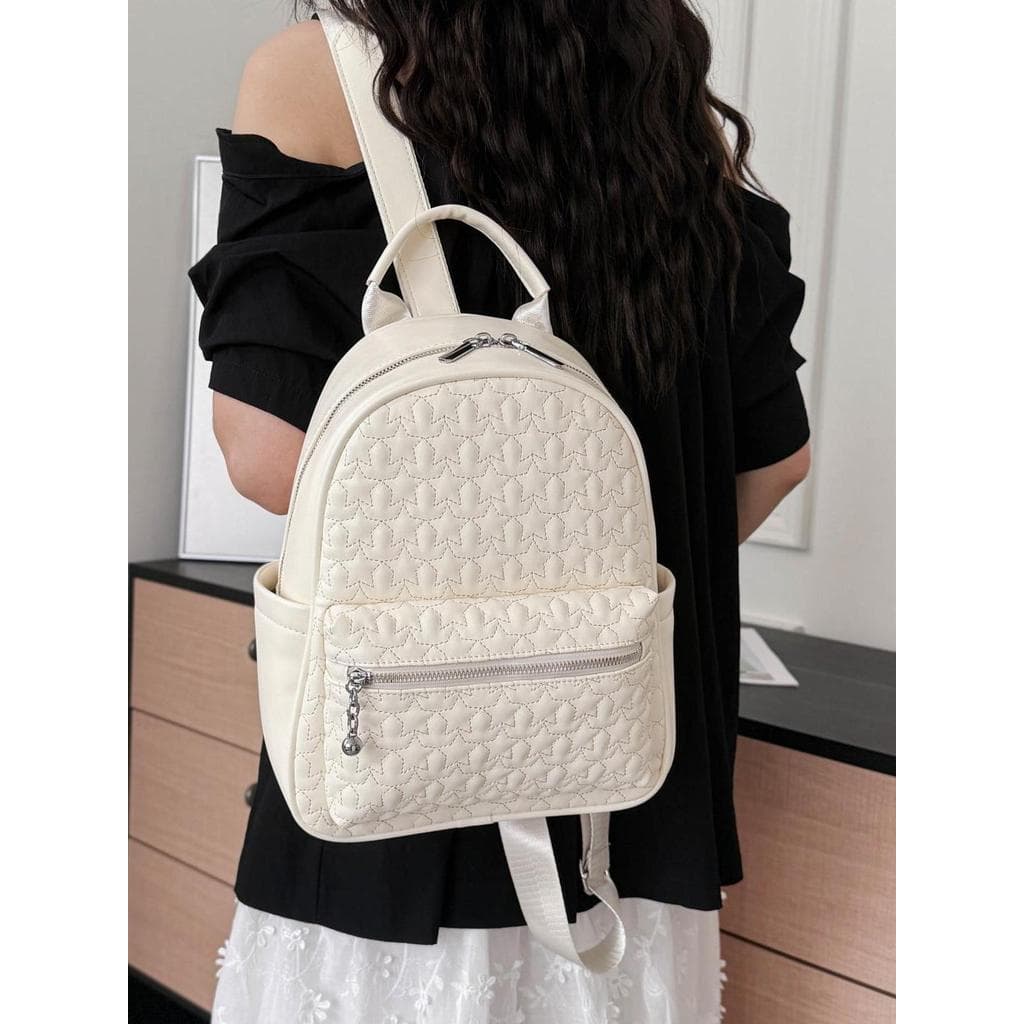 Muzi rua bordado linha cor sólida mochila feminina 2026 novo estilo moda Casual High-End couro macio diário Commuter moc