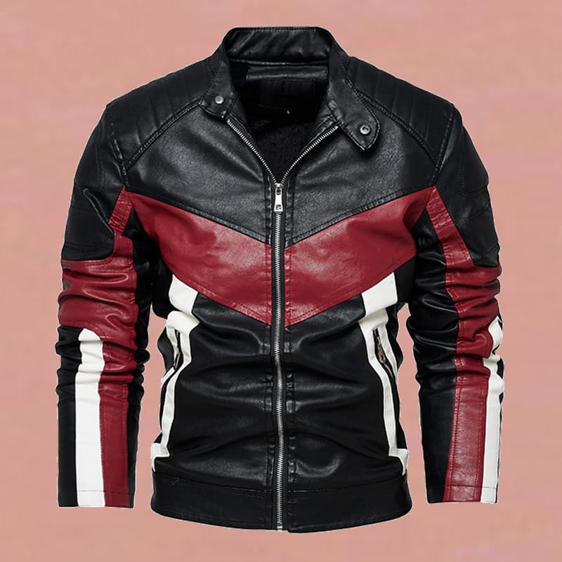 2025 outono inverno masculino Casual jaqueta de couro gola cor-bloqueio jaqueta de couro do plutônio masculino outono na