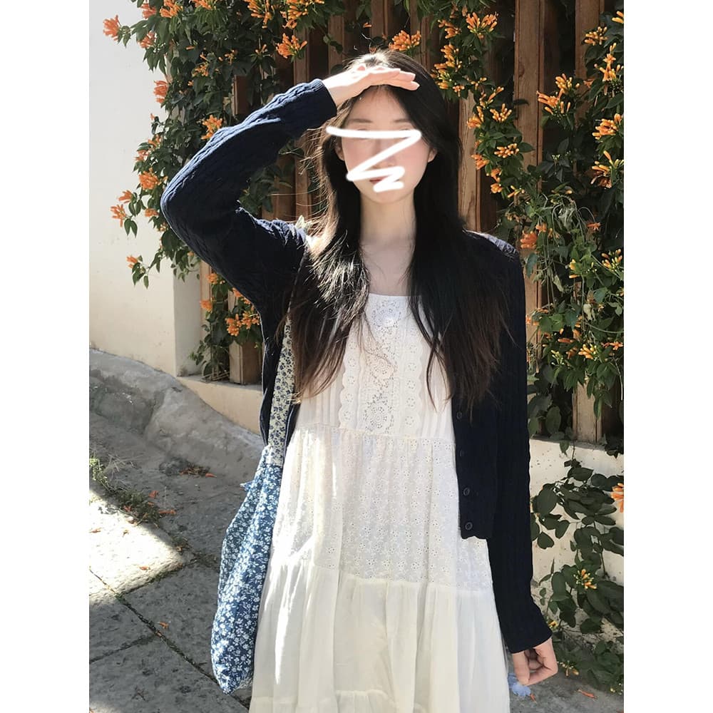 Francês suave branco estilingue vestido crianças primavera verão 2026 novo estilo férias renda bordada saia longa terno