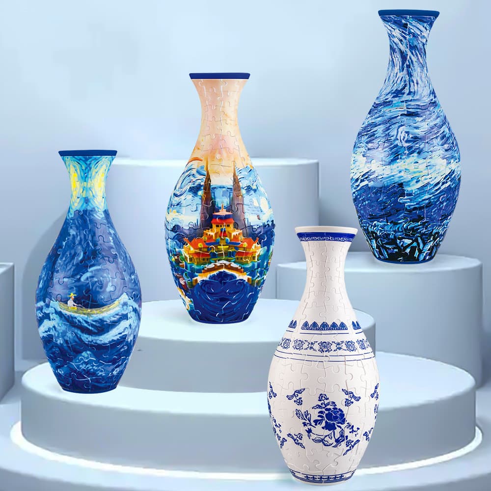 Vaso de quebra-cabeça 3d, 160 peças, blocos de construção tridimensionais, estilo chinês, decorações, faça você mesmo, p