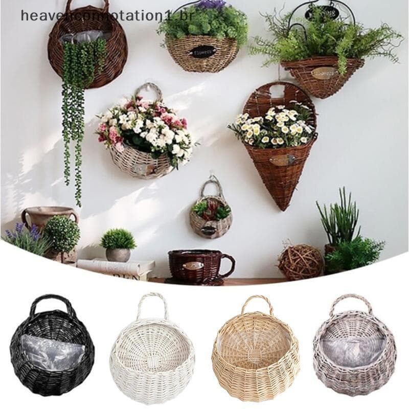 heav Parede Pendurado Plantador Planta Vaso De Flores Artesanal Wier Rattan Cesta Decoração Para Casa BR