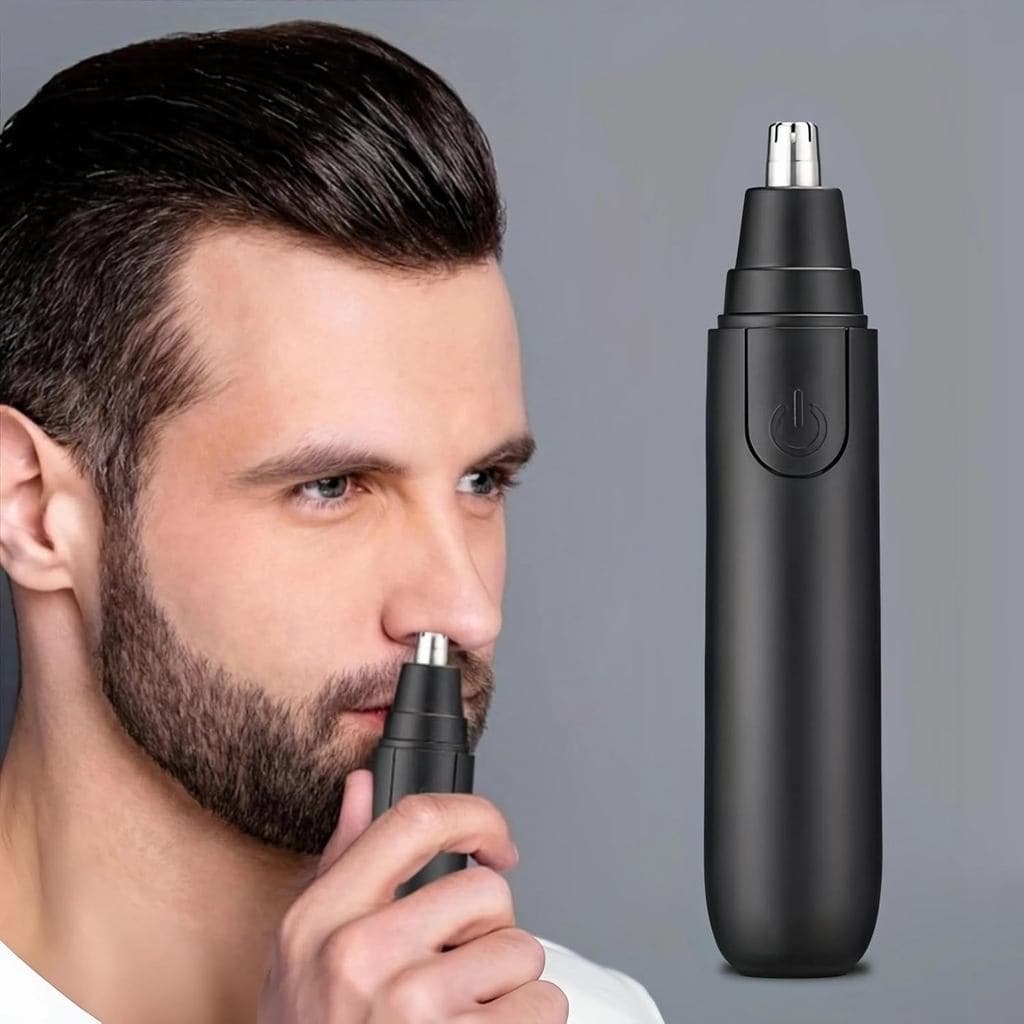 Aparador de Pelos do Nariz e Orelha, Indolor 360 °   Aparador de Cabelo com Lâmina Dupla, Leve 38g, Funciona com Bateria
