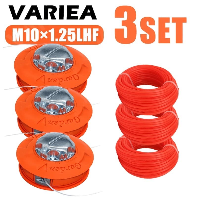 VARIEA-3 peças M10 * 1.25 LHF Corte automático de alta qualidade para uso em gramado com cabeça de corte de alumínio - a