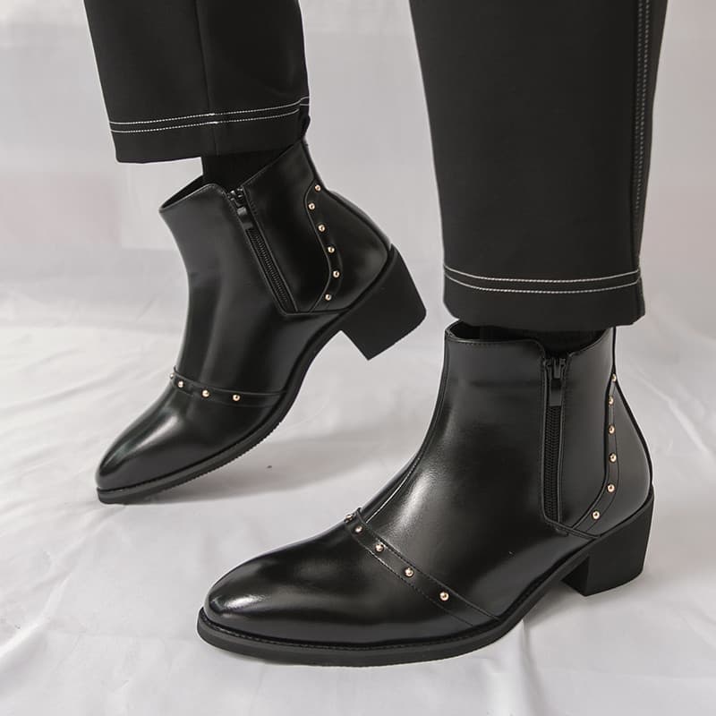 Botas masculinas Zhongbang estilo britânico botas de couro preto Martin Chelsea na moda botas masculinas de alta q