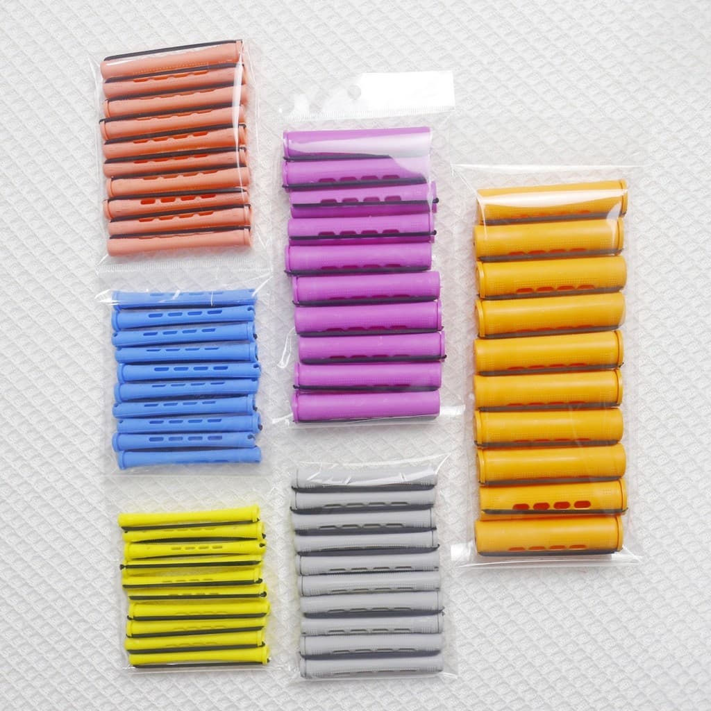 Ferro De Ondulação De Cabelo De Plástico De Vários Tamanhos , Hastes Permanentes Frias Estilo Americano Com Tampa , Ferr