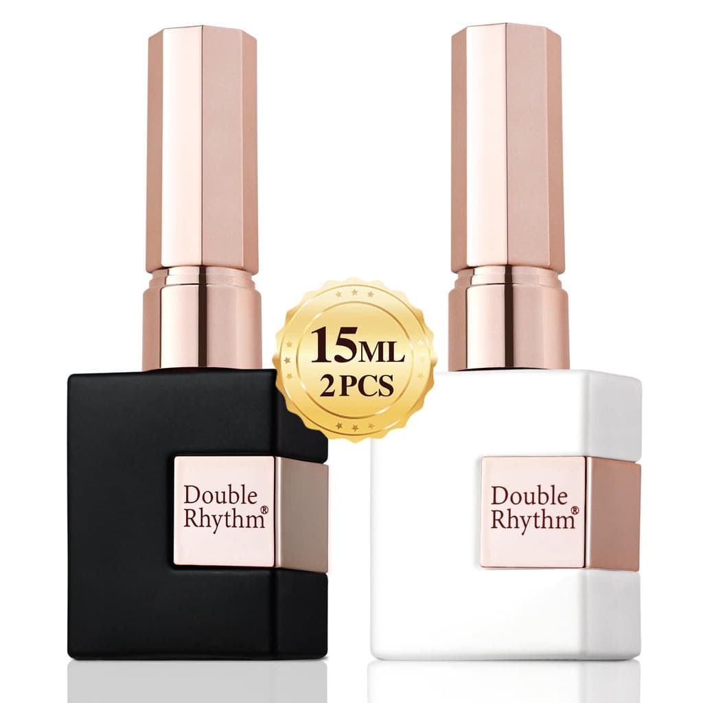 Double Rhythm Conjunto de 2 Peças de Esmalte em Gel UV 15ml, Kit de Esmalte em Gel nas Cores Branco Puro e Preto para Ar
