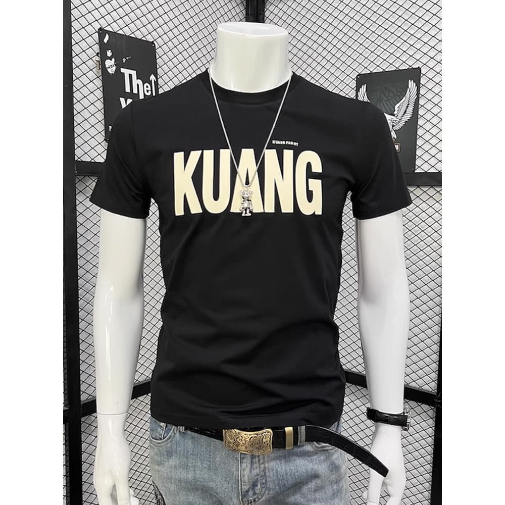 Bens europeus High-End impresso mercerizado algodão de manga curta camiseta masculina 2026 novo estilo na moda em torno