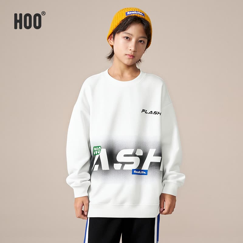 Hoo moletom masculino médio grande infantil Casual roupas de primavera novo estilo infantil camiseta frita de rua moleto