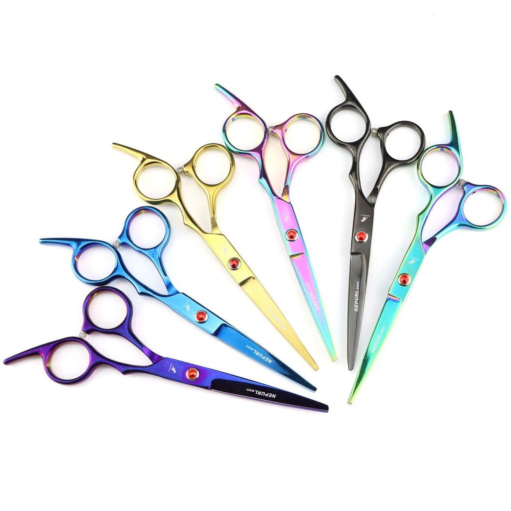 20cm Nepson galvanoplastia cor tesoura de cabeleireiro tesoura de corte de cabelo plana franja tesoura dentes te