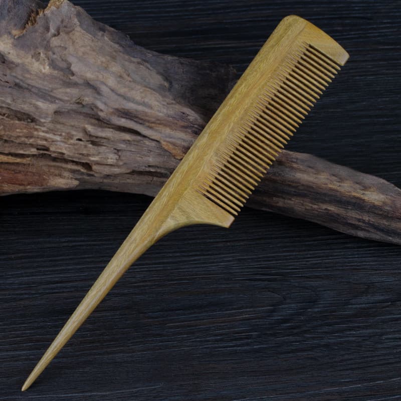 Pente de cauda pontiaguda pente de sândalo verde crianças pente de cauda pontiaguda linha de cabelo dividida bebê menina