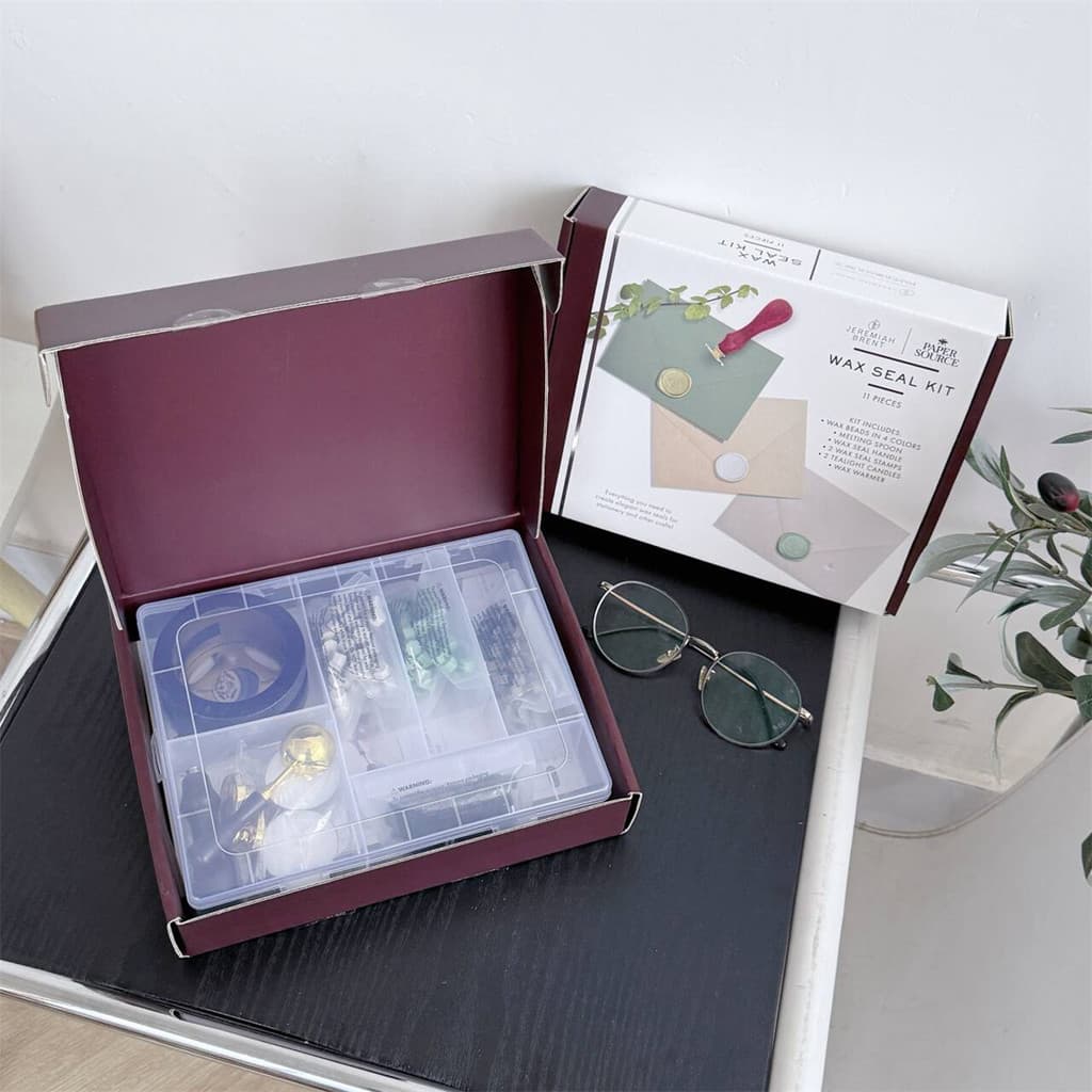 Pedido externo!Conjunto de caixa de presente com selo de cera manual literário para presente com selo de laca de fogo