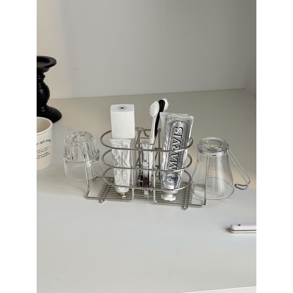 Suporte de escova de dentes elétrica de aço inoxidável, sem perfuração, montado na parede, prateleira de cosméticos para