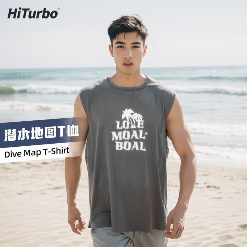HiTurbo [camiseta com mapa de mergulho] Taodao Bali Island Dimensão Indonésia Mobao Viagem Mergulho Férias