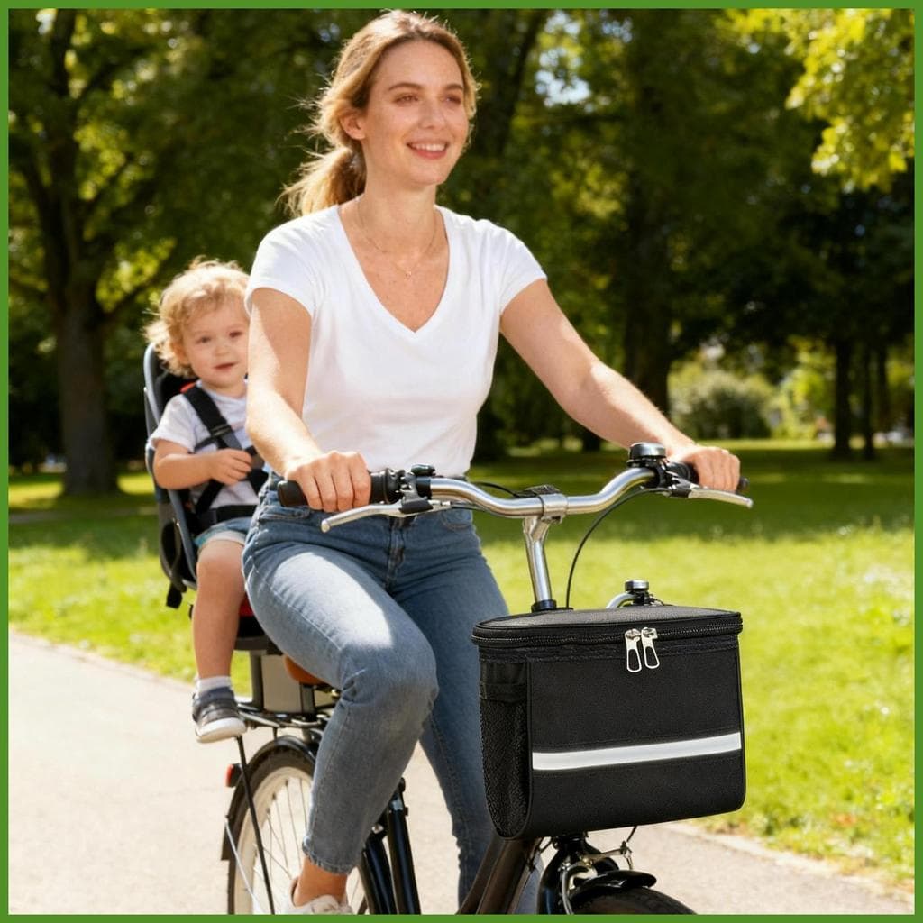 Cesta De Bicicleta De Grande Capacidade Com Bolso Transparente Para Telefone , Guiador Frontal , Adulta Estrada , Montan
