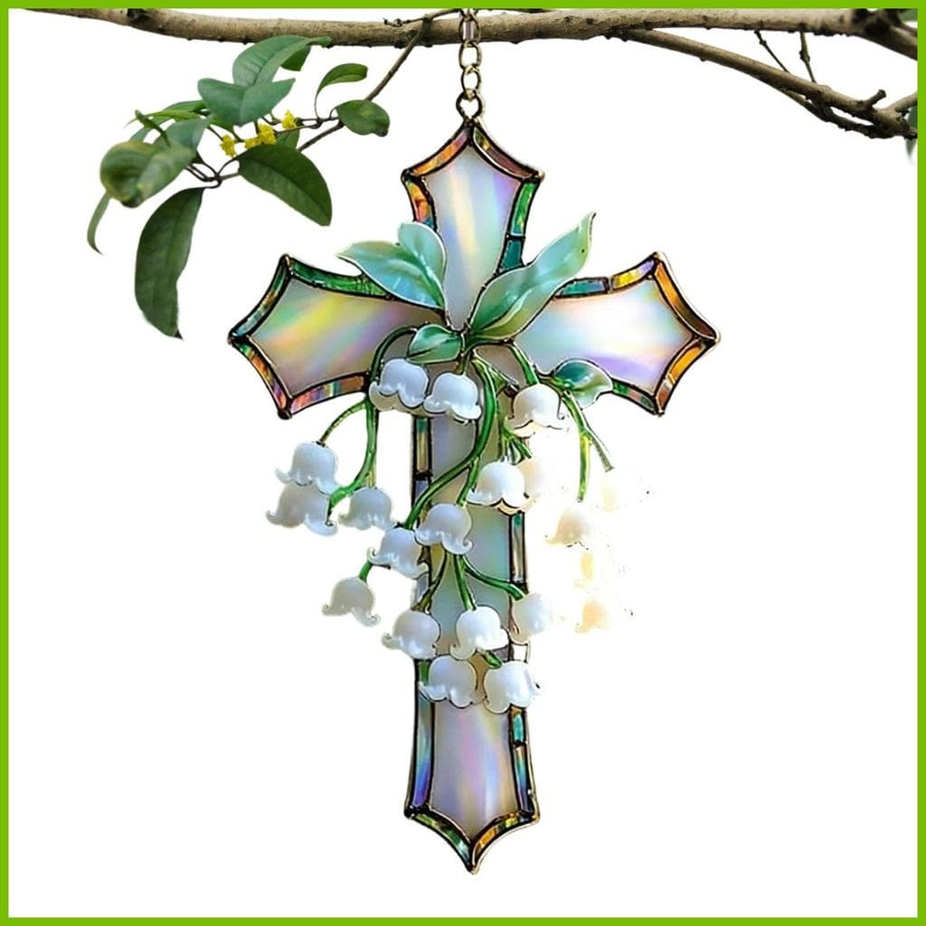 Ornamento De Cruz Cristã Para Carro 2D Acrílico Crucifixo Lírio Decoração Festiva Pingentes Pendurados Proprietários iad