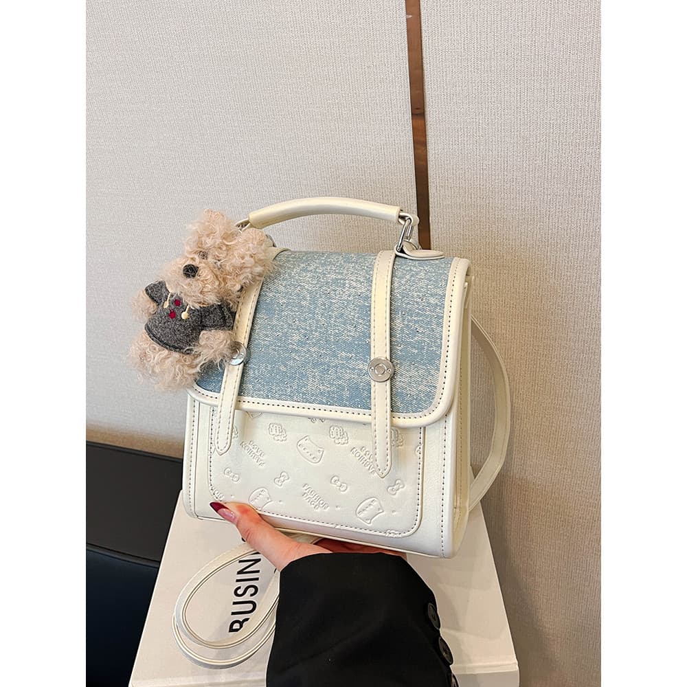 Cor correspondente aba mochila feminina 2026 novo estilo estilo simples todos os dias All-Match mochila estudante classe