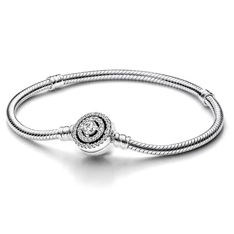 Pulseira DIY simples e versátil, feita de prata S925, com efeito halo e design de osso de cobra, pode ser combinada com