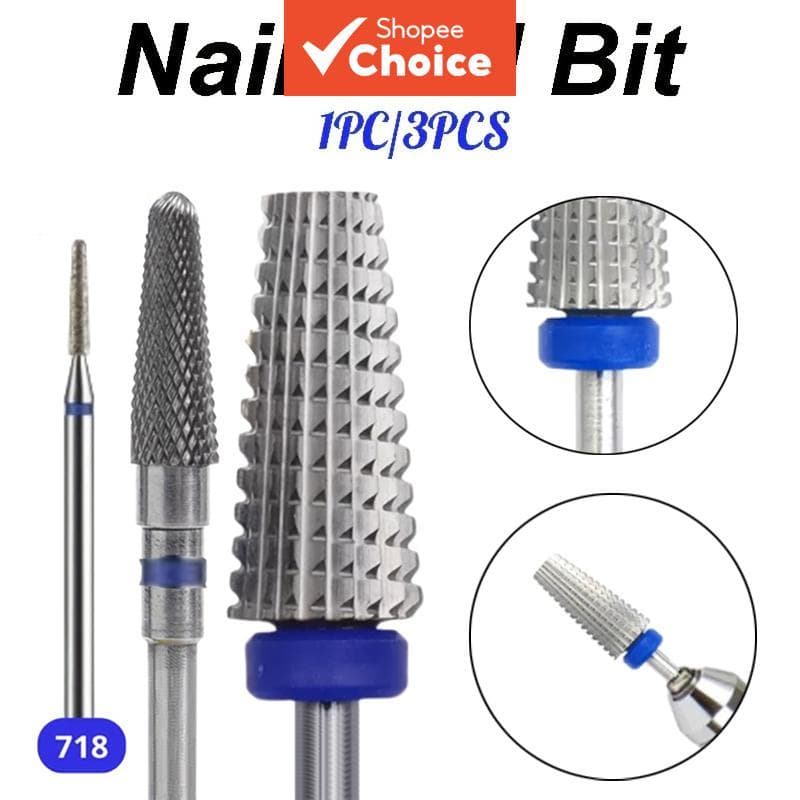 Kit de 3 peças/1 peça Brocas de Unhas de Aço Tungstênio Diamante para Cutícula, Compatível com Lixadeiras Elétricas de