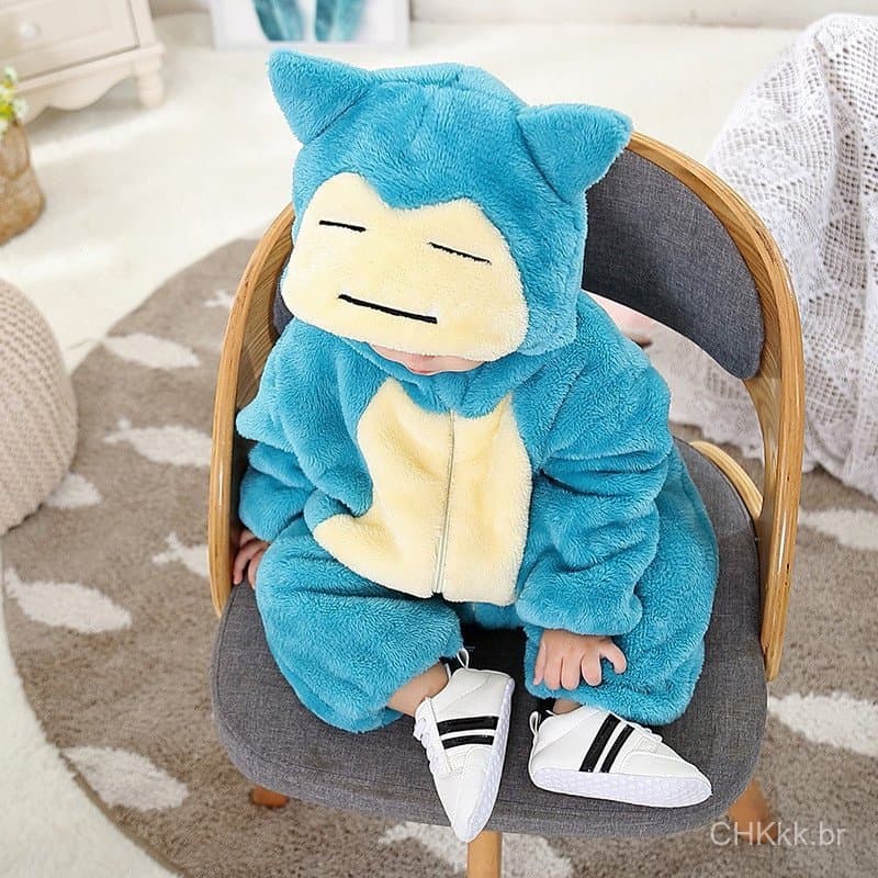 Macacão Pokemon Snorlax Para Recém-Nascido Bebês Romper Fato De Inverno De Algodão
