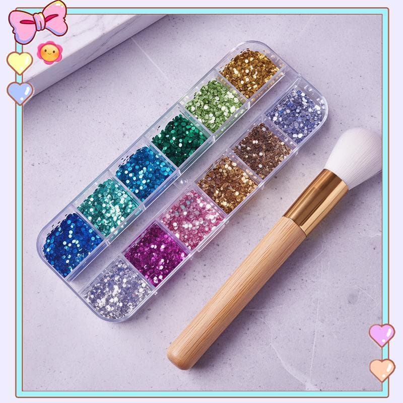 [beautifulhome] Lantejoulas Holográficas Para Arte Em Unhas Com Glitter , 1 Conjunto De 12 Grades , Flocos Irregulares B