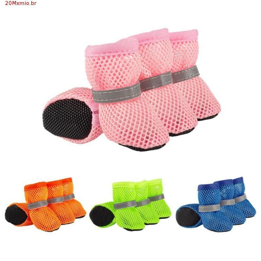 MXMIOB 4 Unidades/Conjunto Sapatos De Malha Para Cães , Refletivos Antiderrapantes Respiráveis Ocos