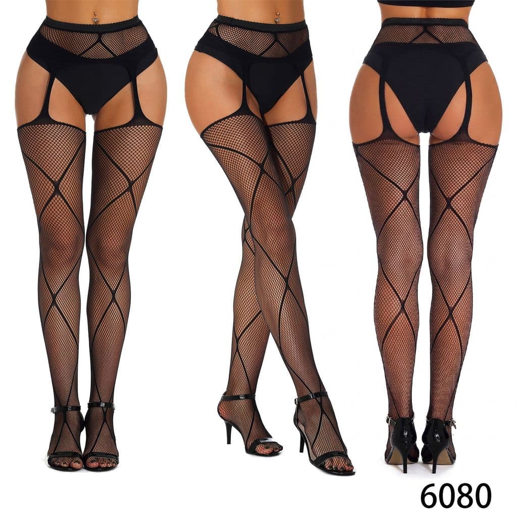 Cross-Border fishnet liga cinto meia-calça apertada preto estilingue meia-calça listrado Retro fishnet meias fábrica pro