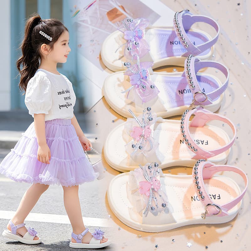 Meninas princesa sandálias 2026 verão novo estilo Velcro Design estilo uso diário meninas dedo do pé aberto ao ar livre