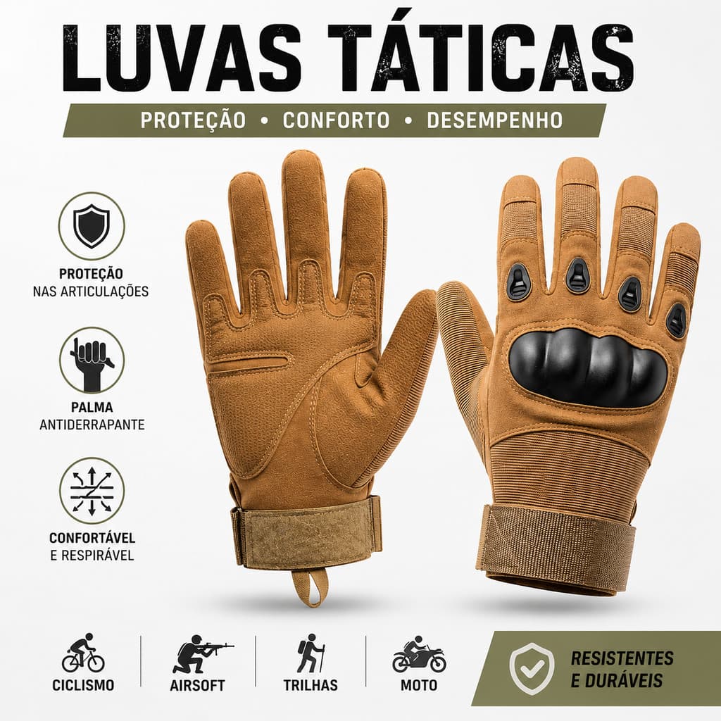 Luva Tática Moto Motociclista Antiderrapante com Proteção Airsoft Ciclismo Outdoor