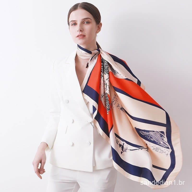 Lenço de Seda Elegante, Xale de Cetim, Lenços Quadrados 90 * 90cm para Mulheres GYCK