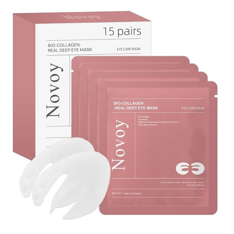 Novoy 15 Pares de Patches Oculares Bio-Colágeno Real Deep - Patches Oculares Noturnos 6 em 1 com Retinol para Olheiras,
