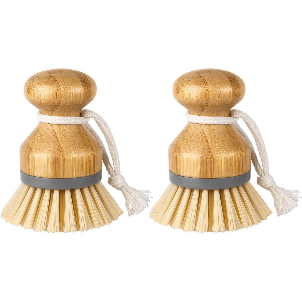 Escova de Palha de Bambu MR.SIGA, Escova de Limpeza para Pratos, Panelas, Frigideiras e Pia de Cozinha, Pacote com 2 M1Z
