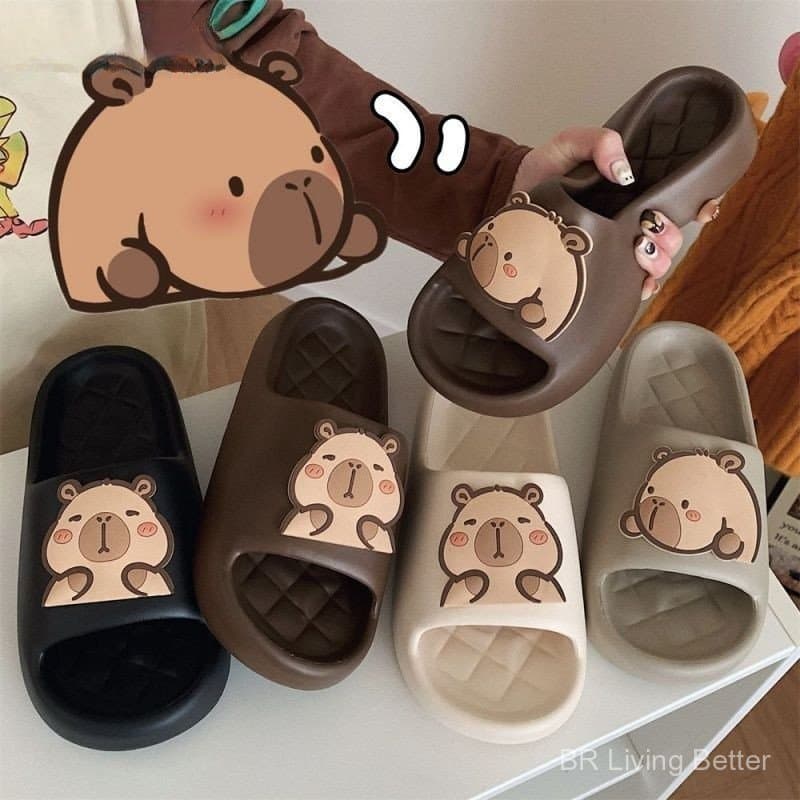 Chinelos finos com solas macias, chinelos para clima frio, chinelos de capivara para uso interno, chinelos antiderrapant