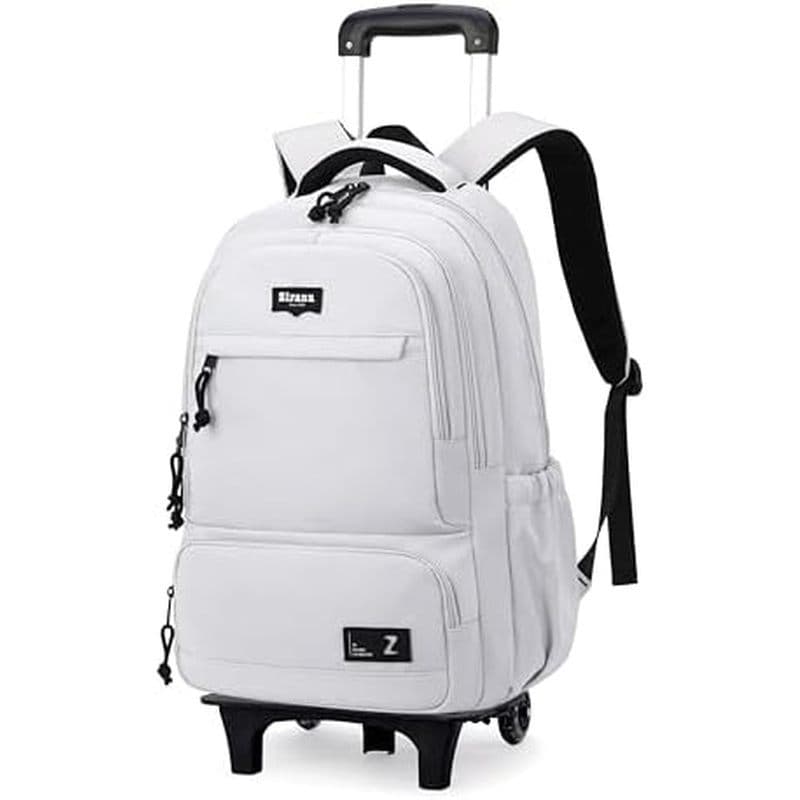 Mochila Rolante Para Meninos Com Rodas Escolar Adolescentes Branca