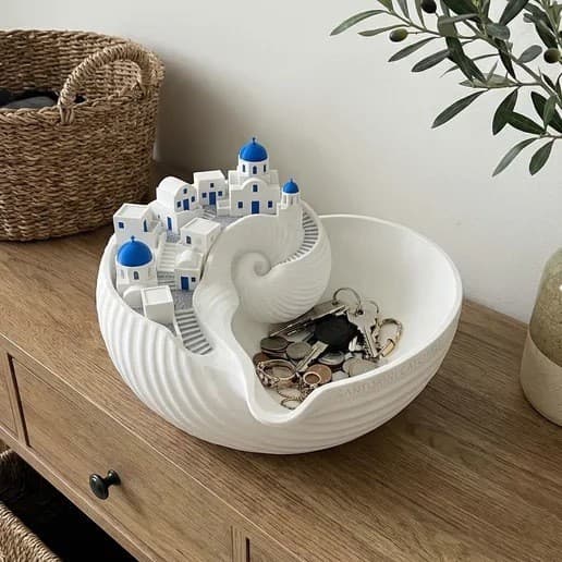 Novo produto em forma de concha bandeja chave Santorini concha bandeja chave ornamentos de resina