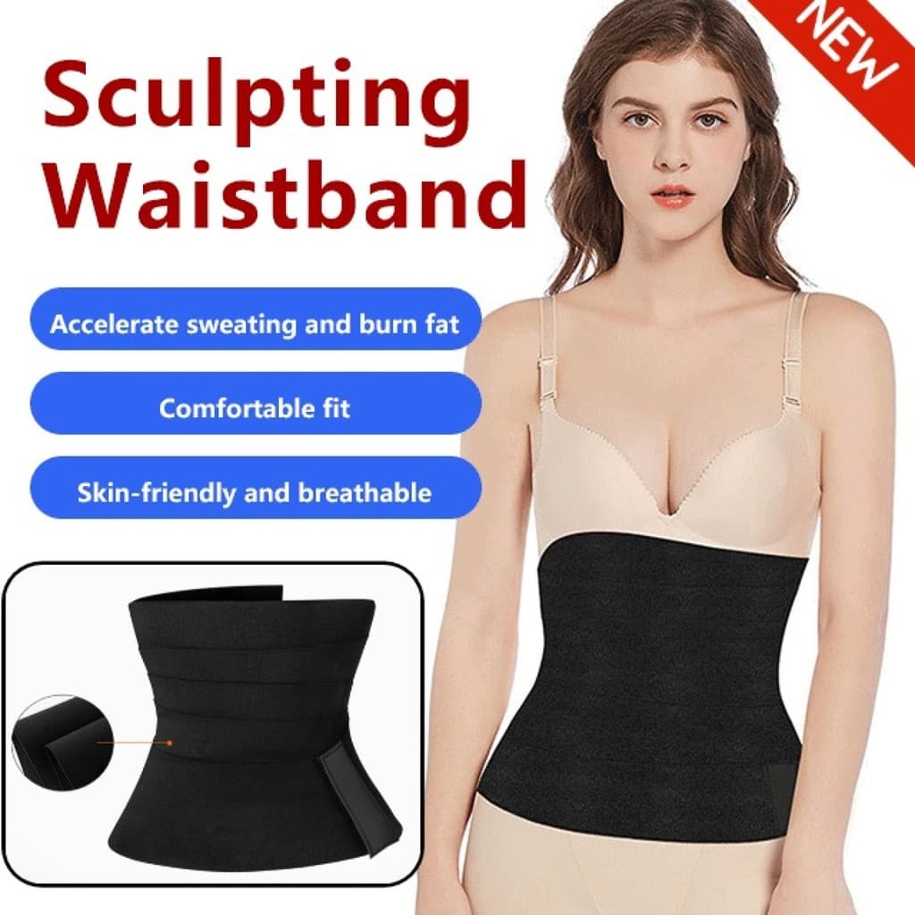 [Alta Elasticidade] Tummy Tuck Belt Elastic Belly Band Slim Exercise Treinador/Cinta/Faixa