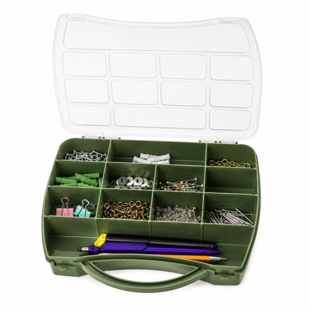Organizador Multiuso 12 Divisorias Maleta Plastica Bancada Parafusos Miçangas