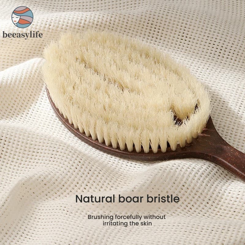 Escova De Banho Com Cerdas De Javali De Coco Em Formato De Palma-Massagem Esfoliante Para Uso Úmido E Seco