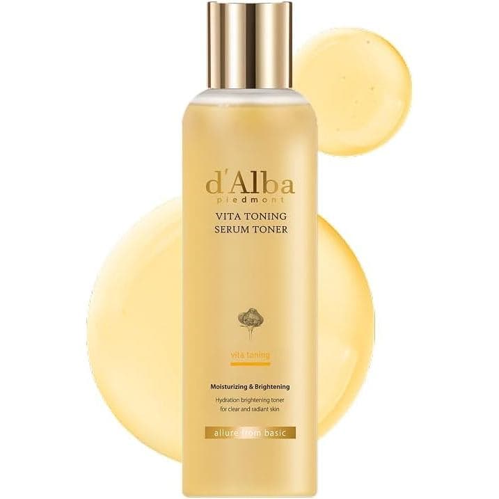 d'alba Piedmont Truffle Vita Toning Serum Toner, Frasco de Vidro com Dupla Ação de Vitaminas, Hidratante Facial, (6.09 f
