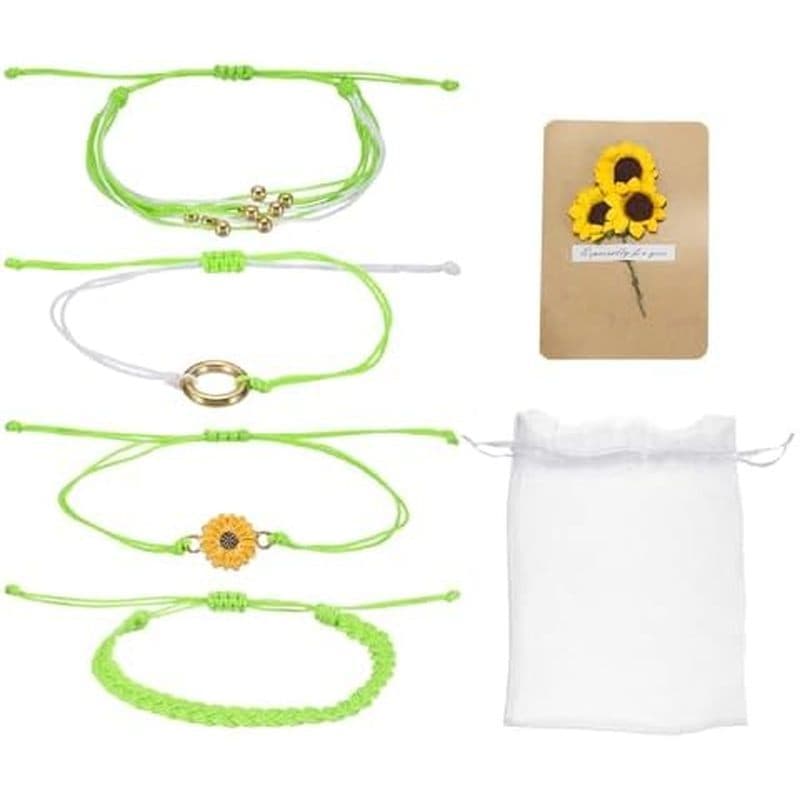 MECCANIXITY Pulseiras De Sol Bohemia Surf Amizade Ajustáveis Trançado Corda Conjunto Com Cartão & amp ; Bolsa De Malha