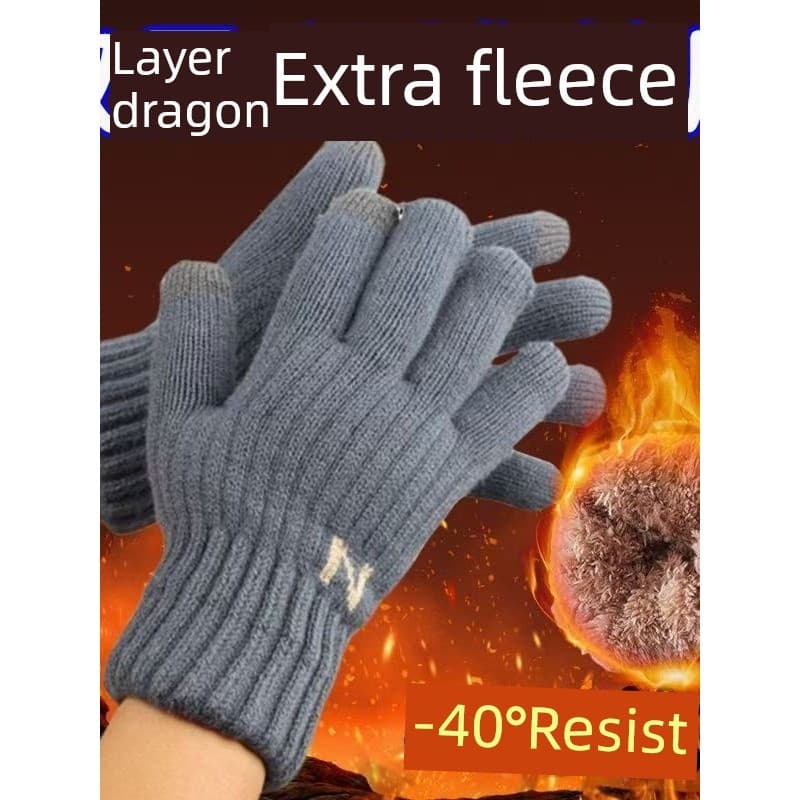 Luvas de algodão masculinas inverno lã tela sensível ao toque forro de lã engrossado grandes crianças nordeste menos 30