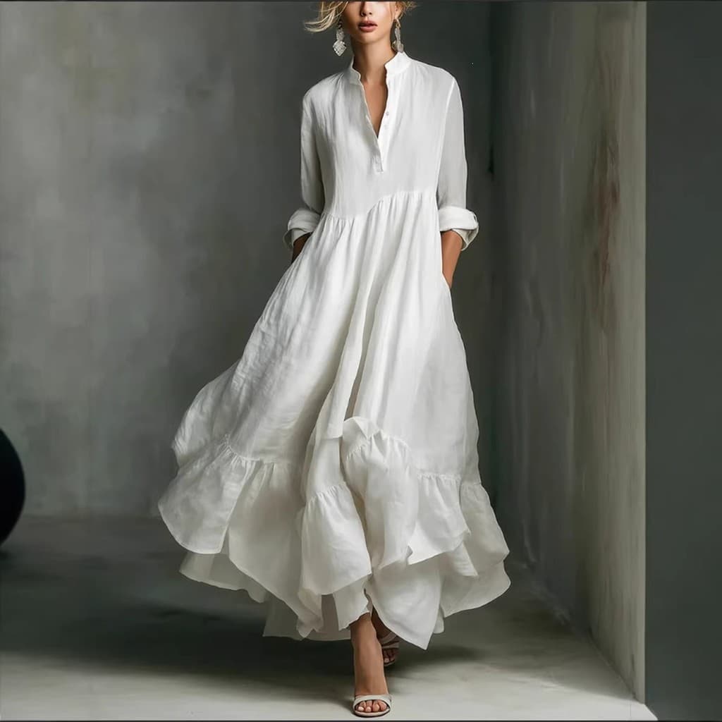 2026 Primavera Senhoras Moda Elegante Vestido Longo Babados 7.19