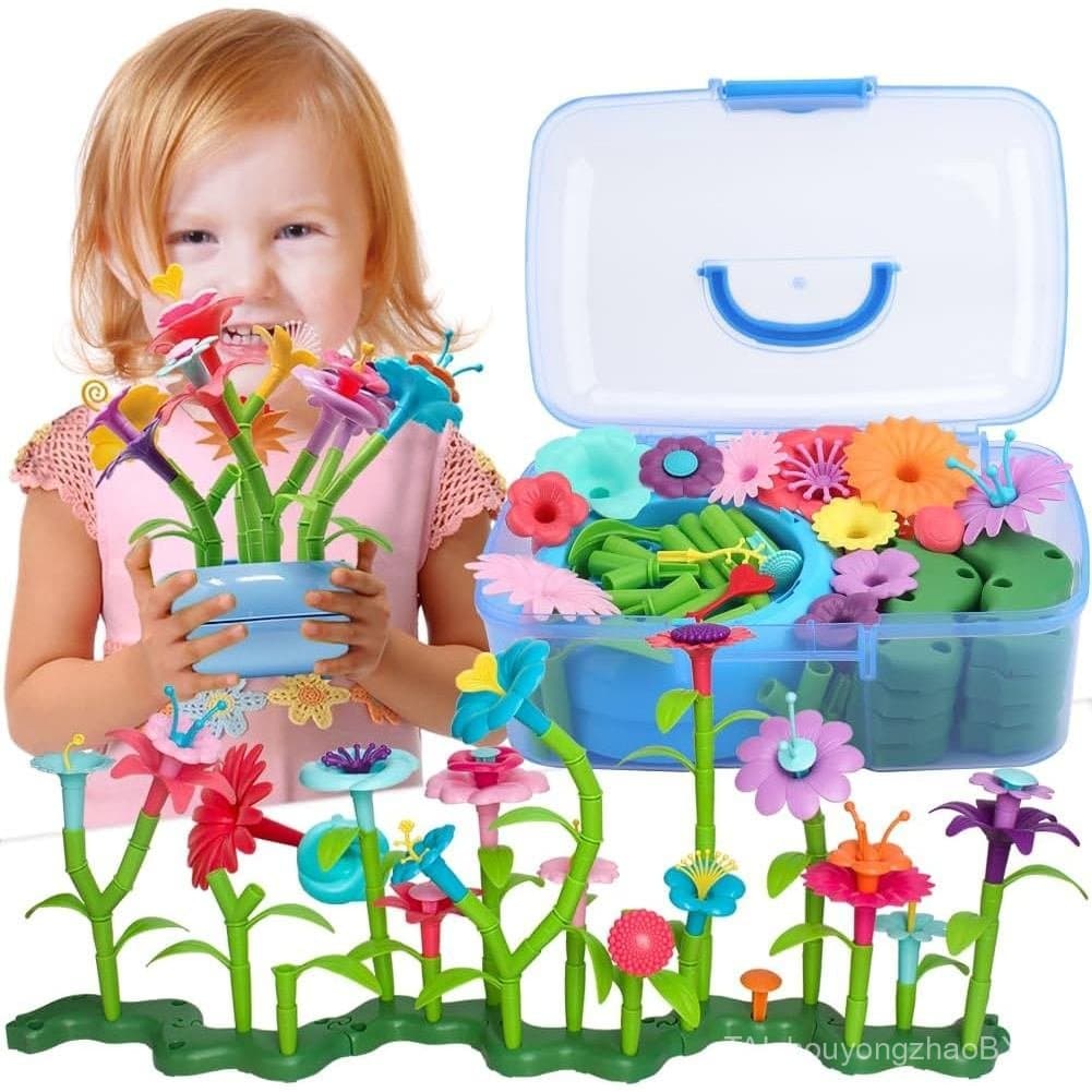 BIRANCO. Conjunto de Construção de Jardim de Flores - Cresça! Brinquedos de Empilhar Divertidos para Crianças de 3 a 6 A