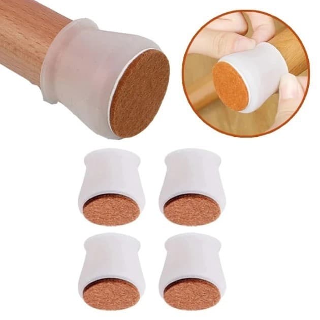 Kit 4 Protetores Deslizantes Silicone Para Pés de Mesa e Cadeira Antirrisco Antirruído Fácil Instalação