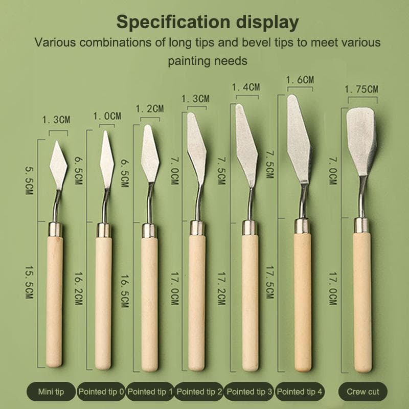 7 Pçs/Set Facas De Pintura A Óleo Aço Inoxidável Artista Artesanato Espátula Paleta Faca Mistura Raspador Ferramentas Ar