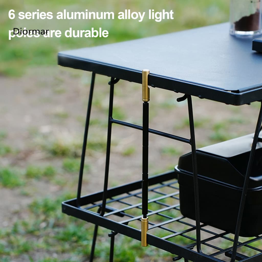 Mesh Table Connector Rod Twistable Connection Pole Heavy Duty Adjustable Aluminum Alloy with Brass Ends – Portable Fol