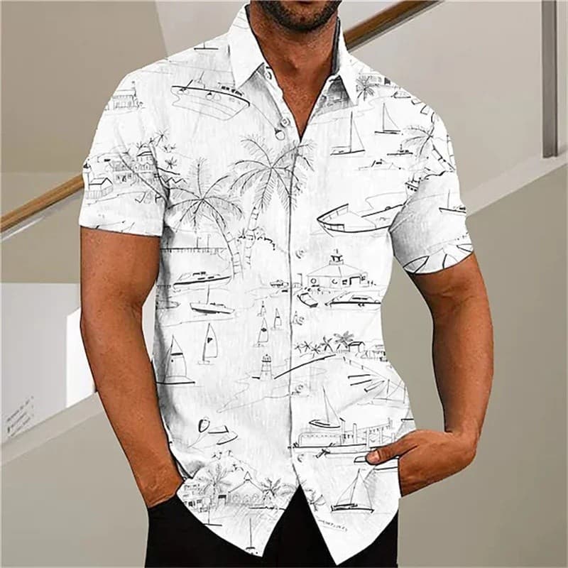 Camisa masculina com estampa de graffiti de coco, camisa havaiana impressa em 3D, camisa de praia, tamanhos XS-5XL, cami
