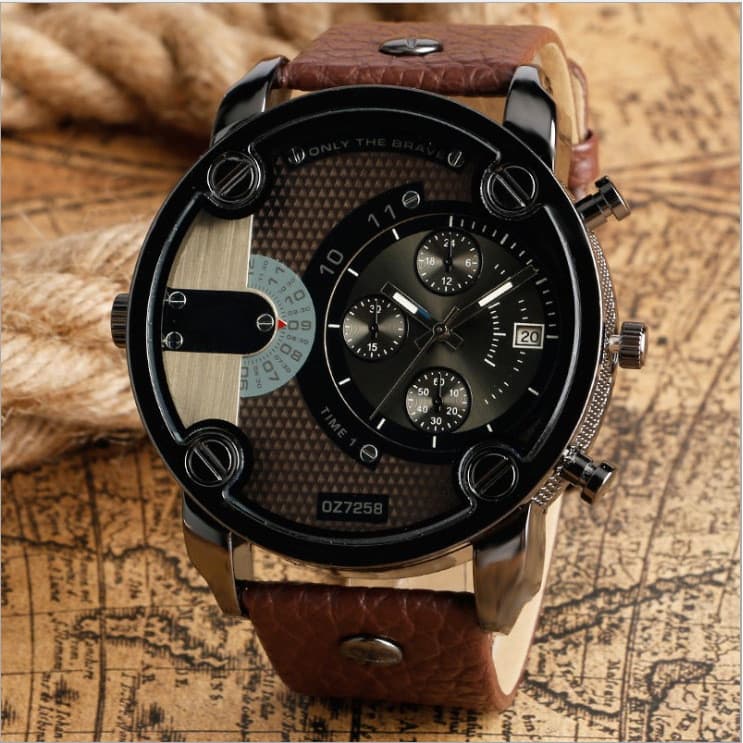 Relógio de Quartzo Masculino DZ, Estilo Fashion com Mostrador Grande, Pulseira de Aço, Relógio Esportivo, Relógio Mascul